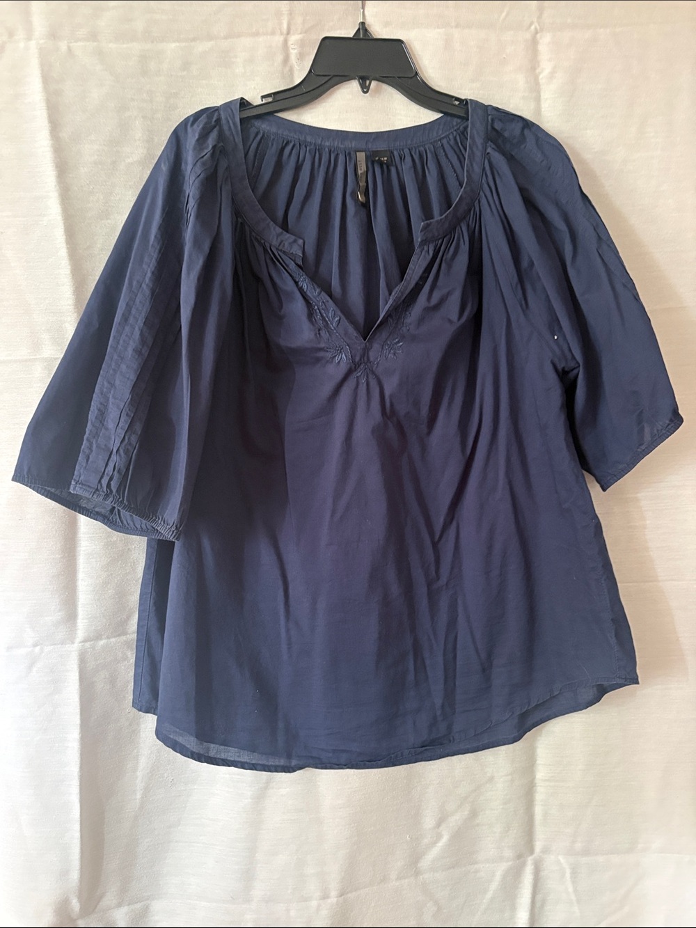 Nine West Navy Boho Peasant Blouse